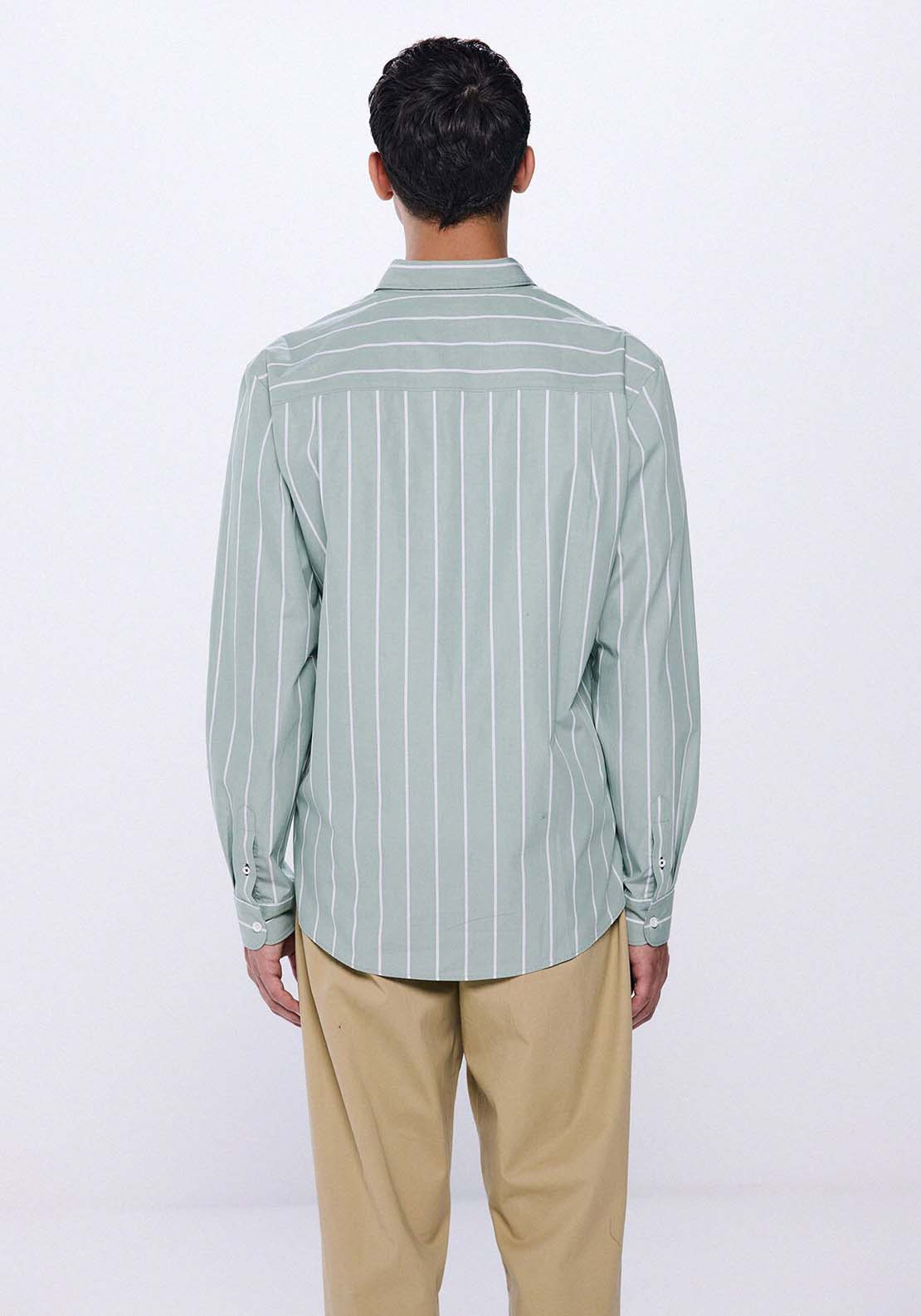 Springfield striped poplin shirt - Green 3 Shaws Department Stores