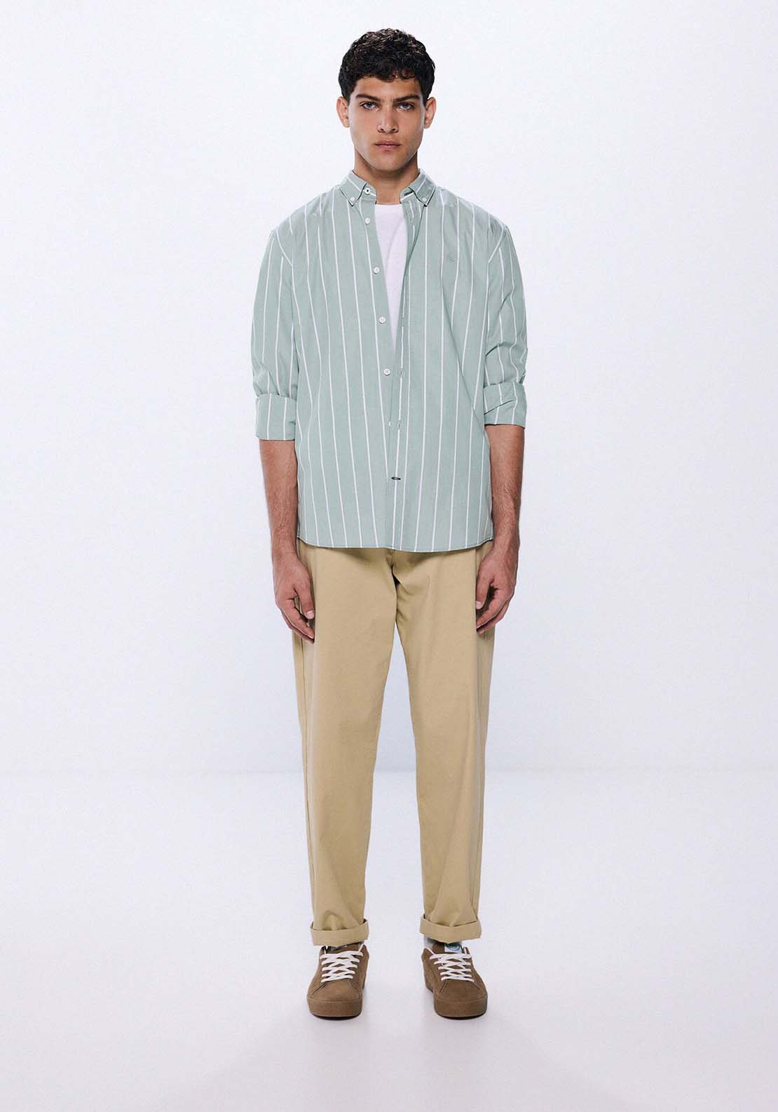 Springfield striped poplin shirt - Green 4 Shaws Department Stores