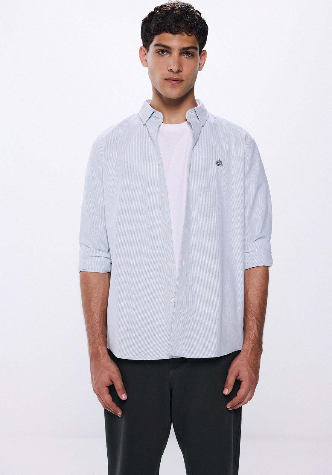Springfield Striped Oxford shirt - Green 1 Shaws Department Stores
