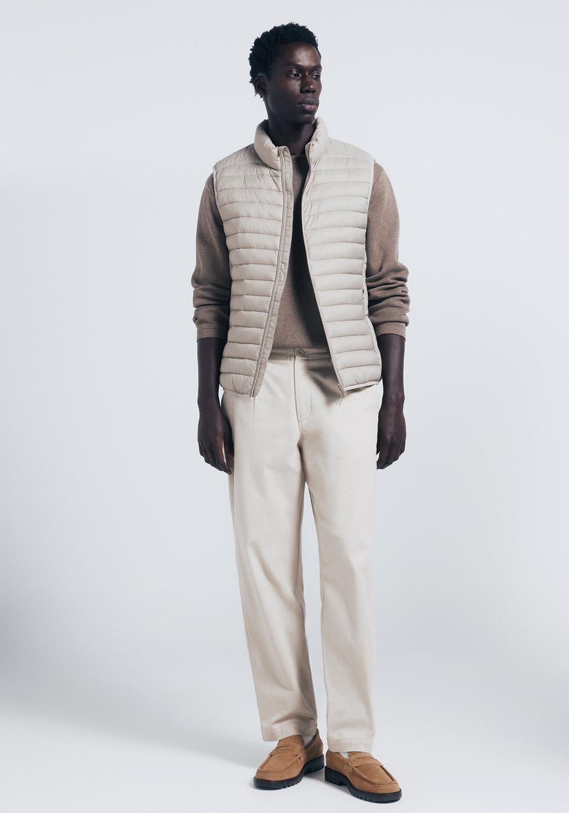 Quilted Gilet - Beige