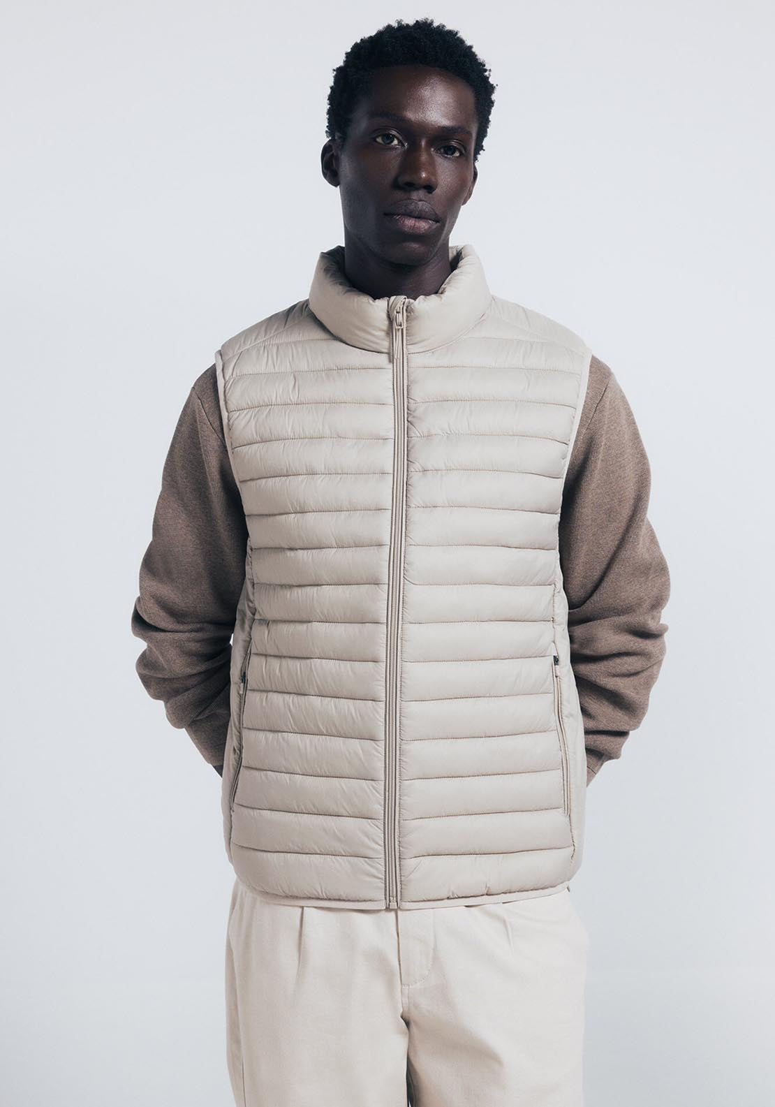 Quilted Gilet - Beige