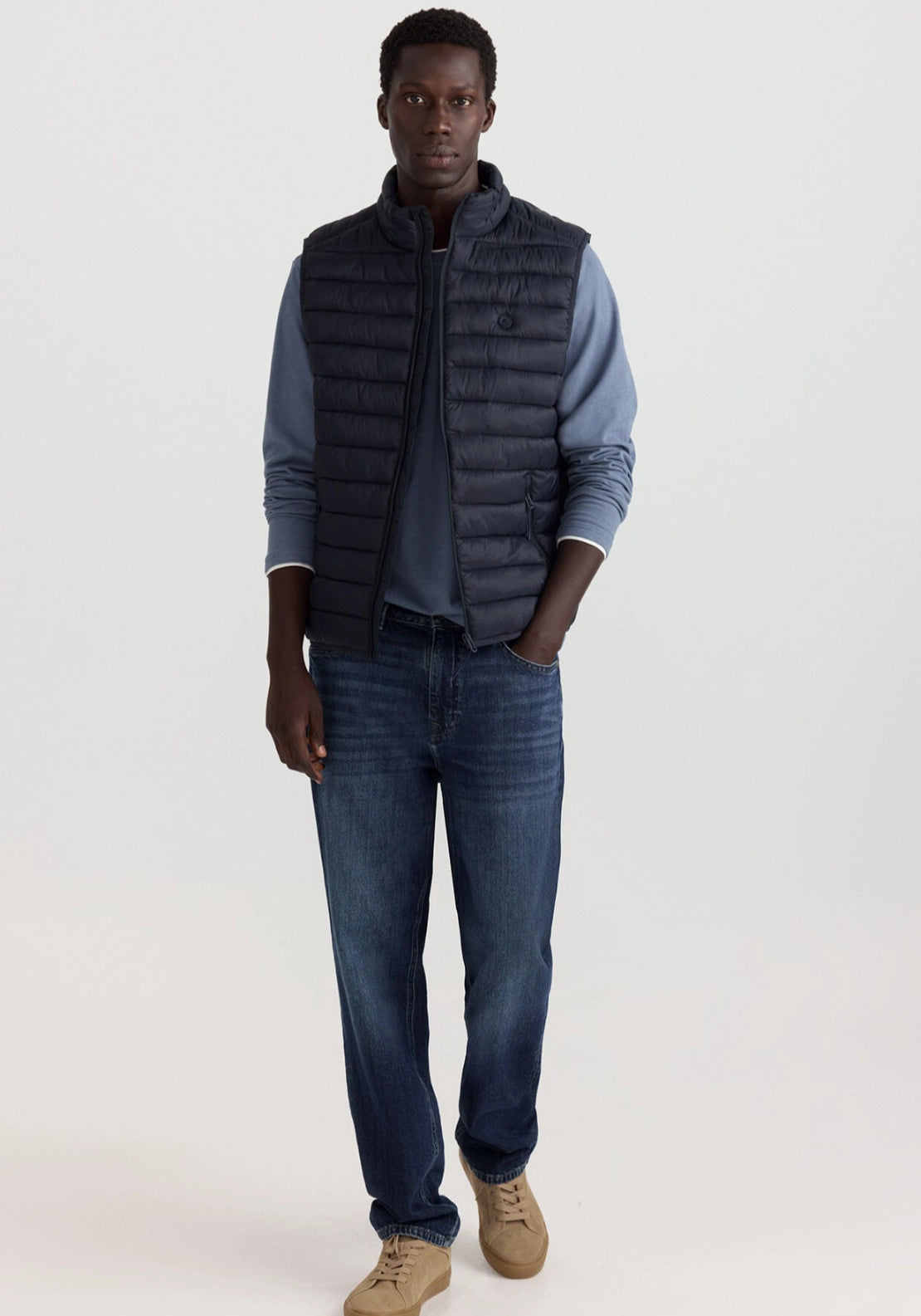 Quilted Puffer Vest - Blue