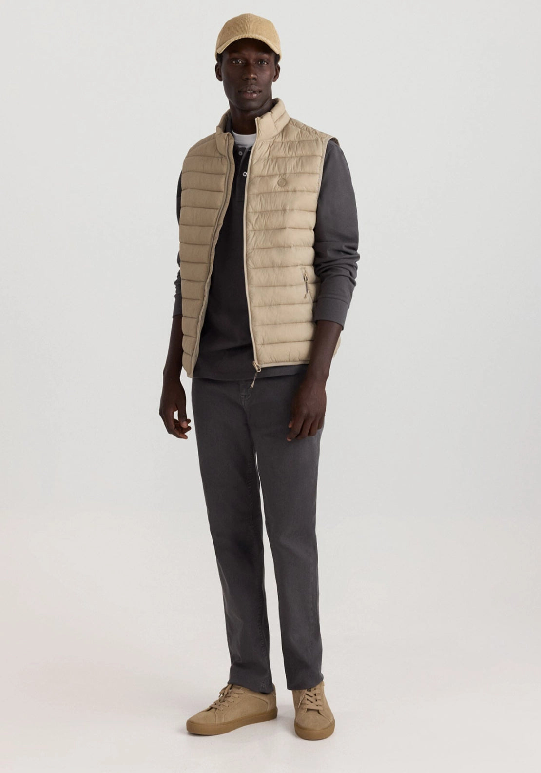 Quilted Puffer Vest - Beige