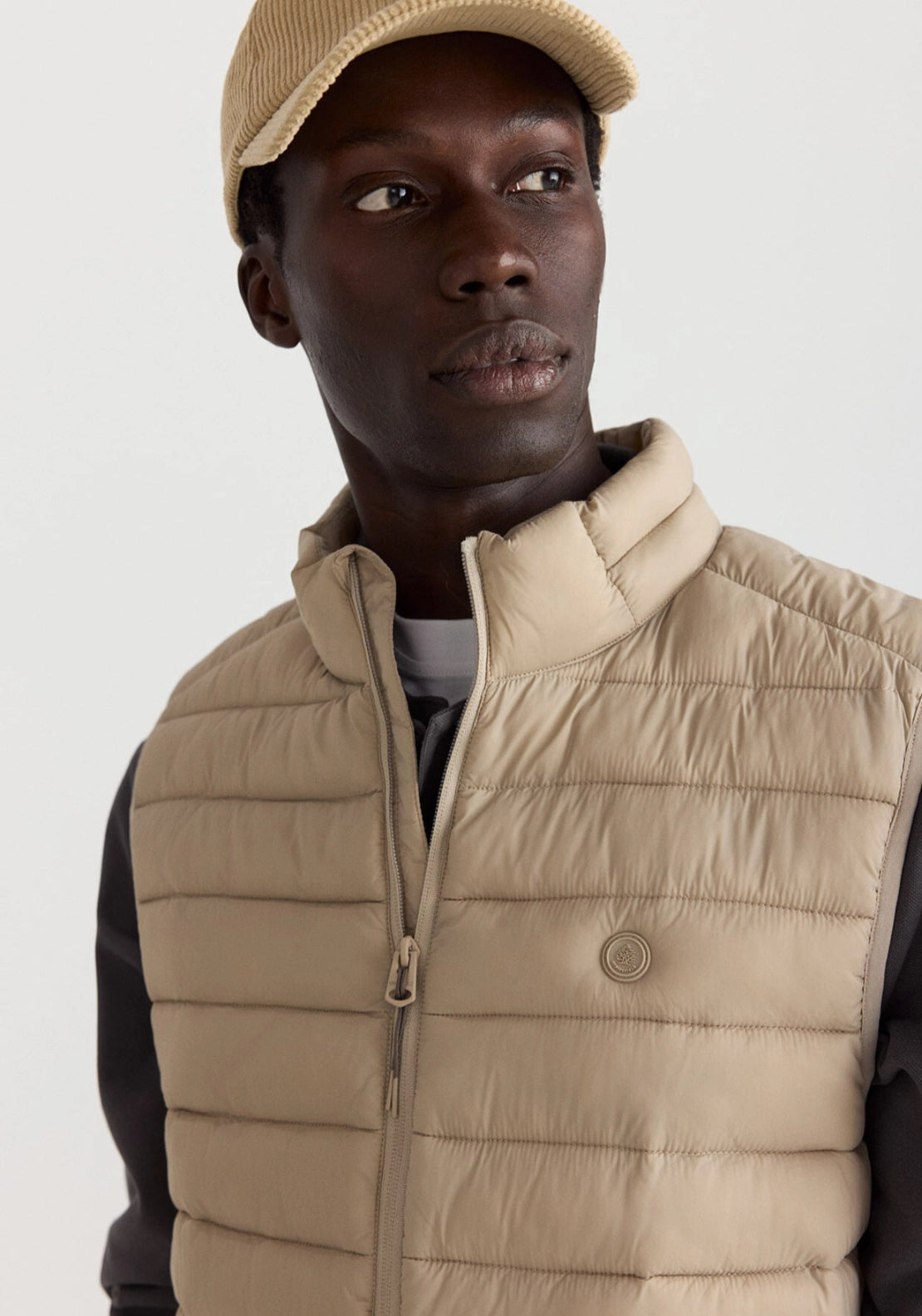 Quilted Puffer Vest - Beige