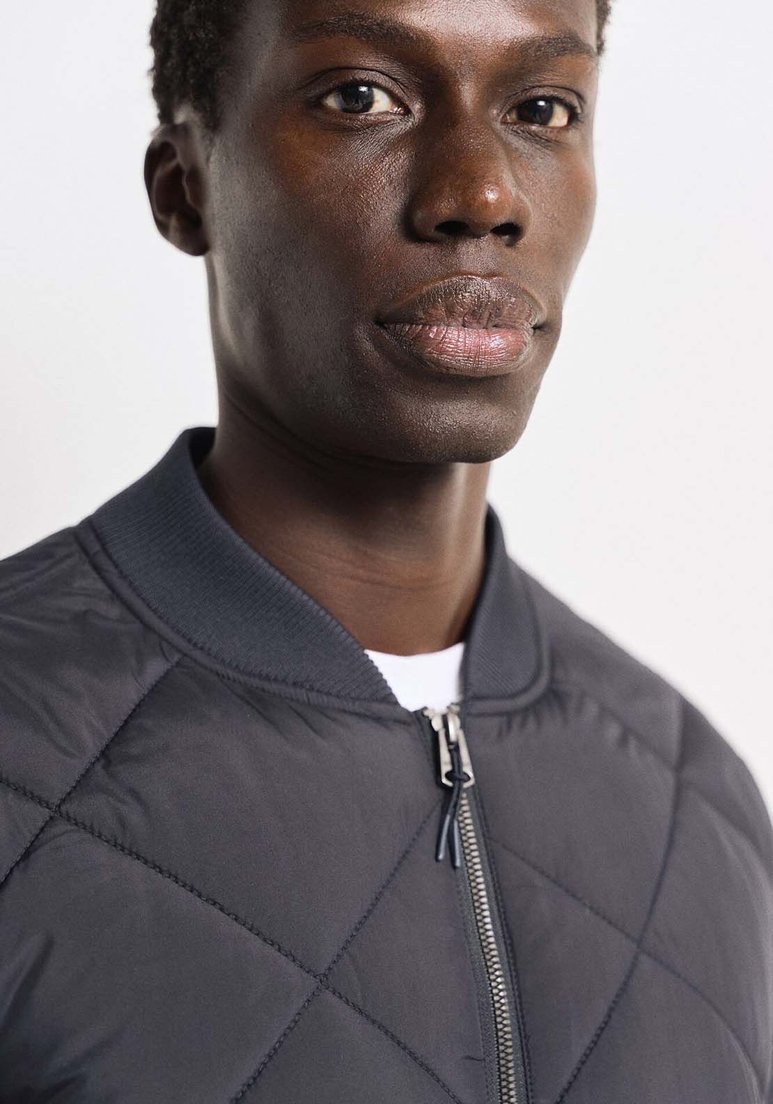 Springfield Quilted bomber jacket - Blue 3 Shaws Department Stores