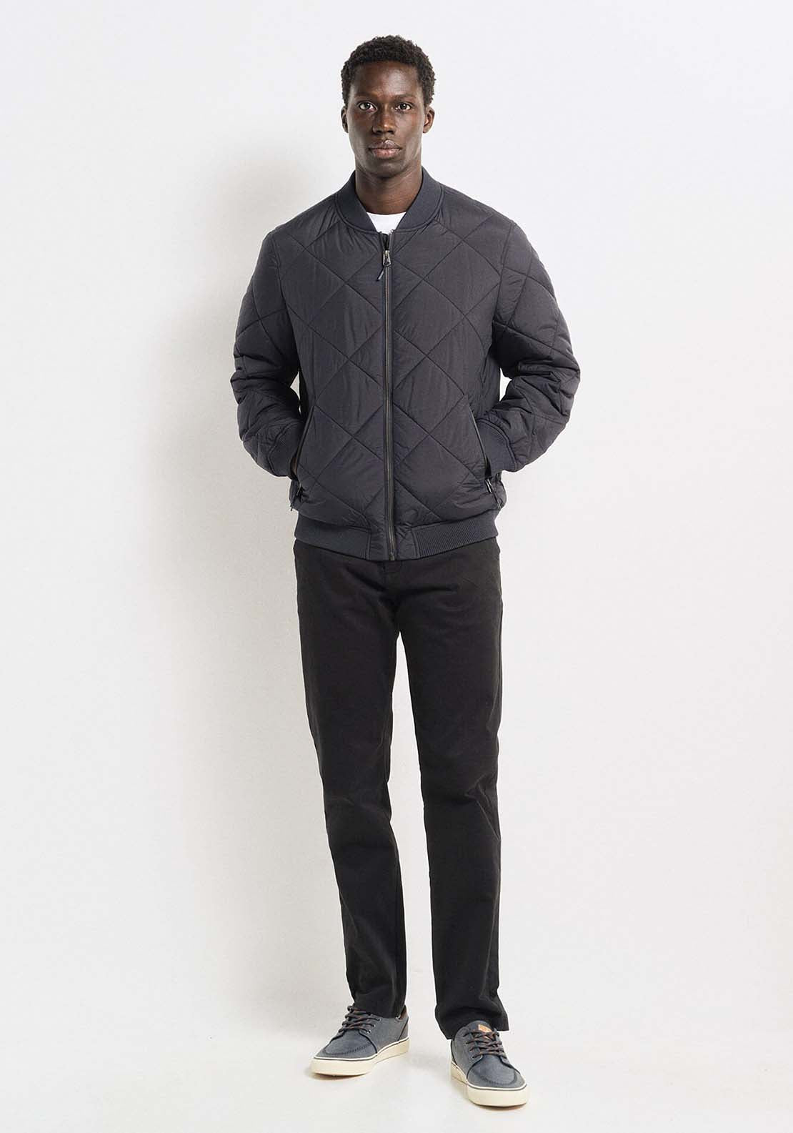 Springfield Quilted bomber jacket - Blue 1 Shaws Department Stores