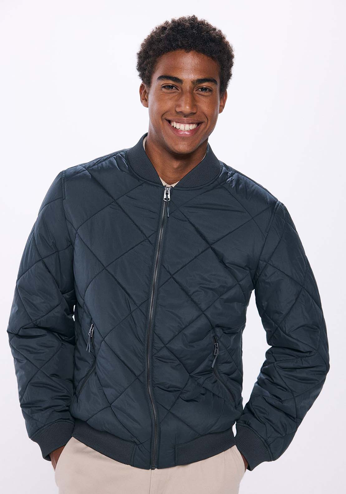 Springfield Quilted bomber jacket - Green 3 Shaws Department Stores