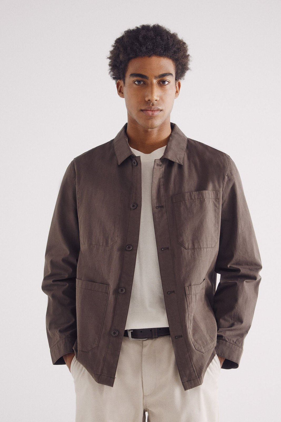 Springfield Textured overshirt - Brown Print 3 Shaws Department Stores