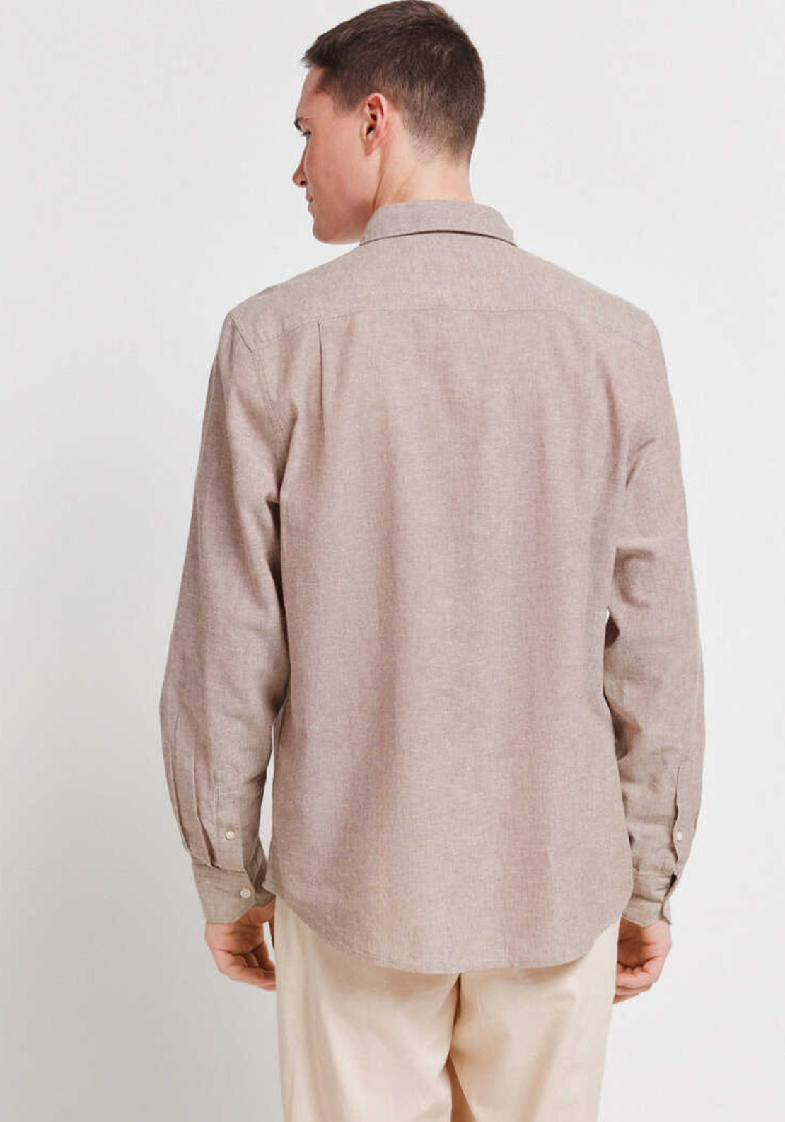 Springfield Regular Cotton Linen Shirt - Beige 2 Shaws Department Stores
