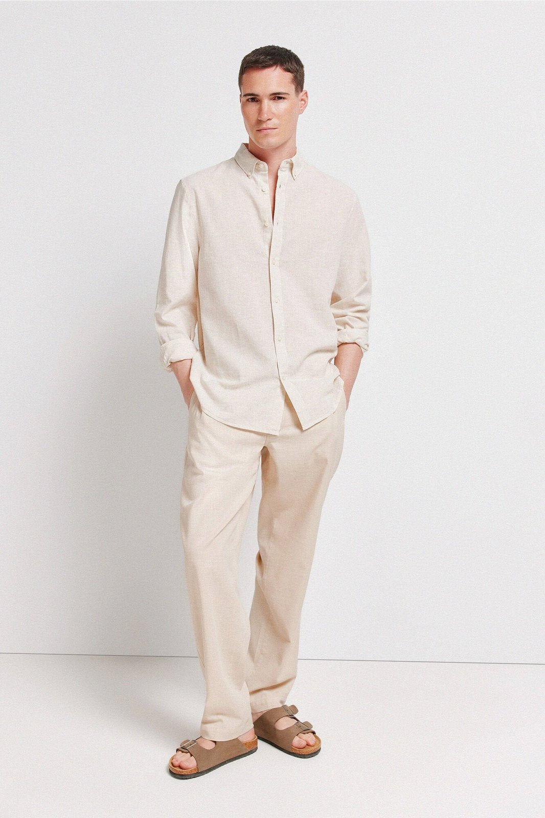 Cotton Linen Shirt - Beige
