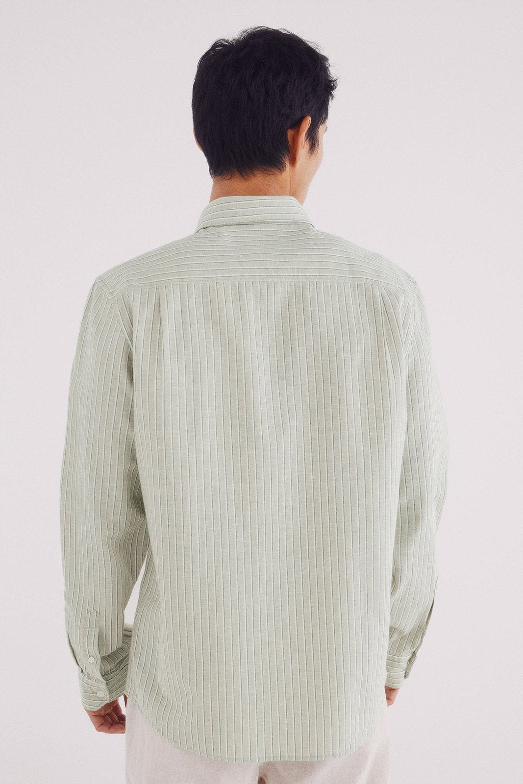 Springfield Striped linen shirt - Green 2 Shaws Department Stores