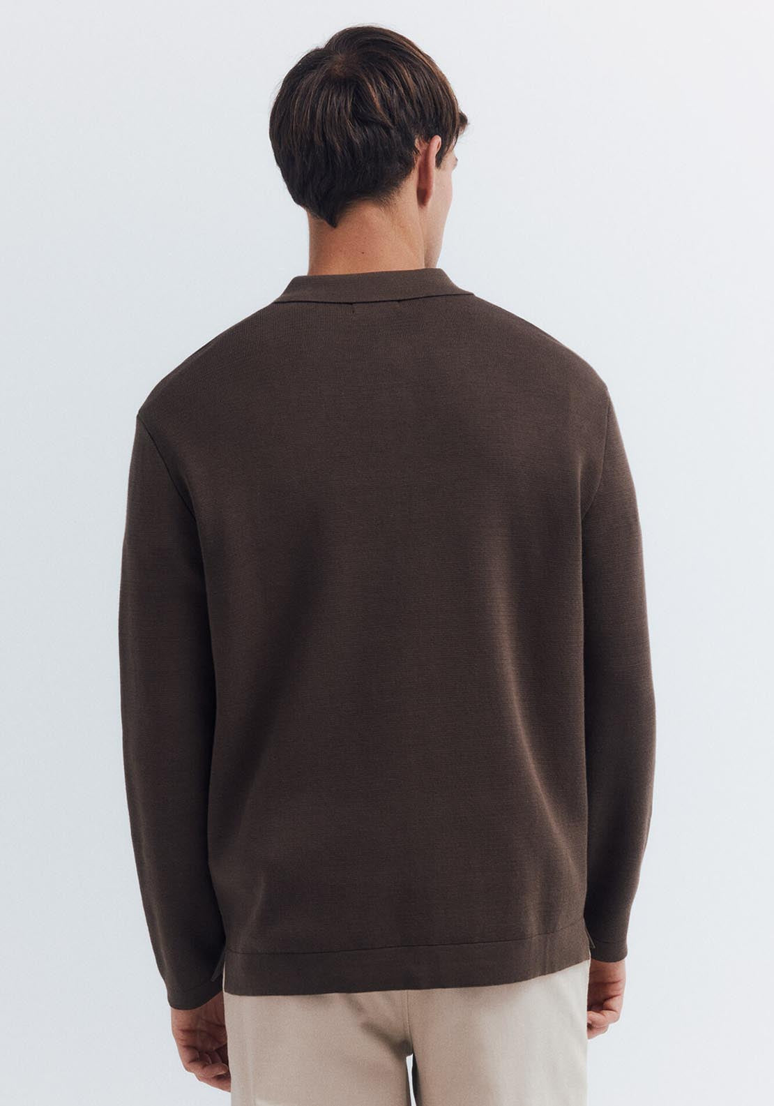 Springfield Polo Shirt Neck Jumper - Brown 2 Shaws Department Stores