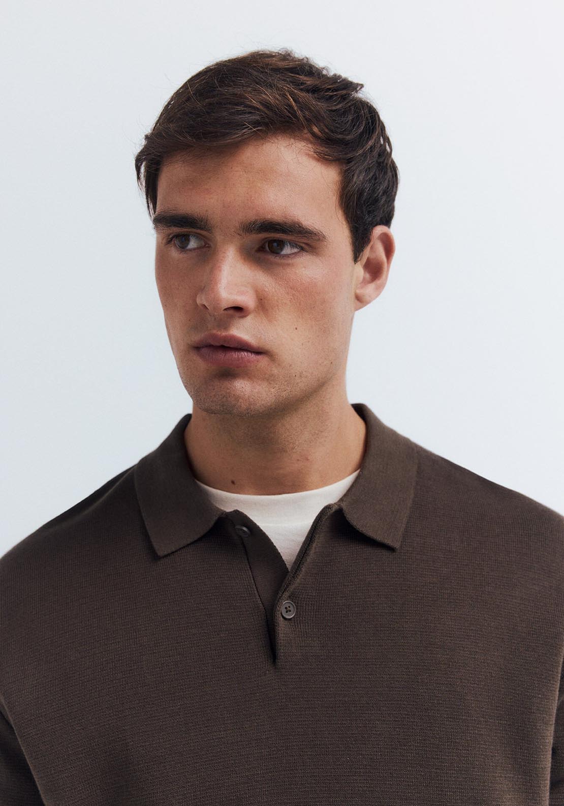 Springfield Polo Shirt Neck Jumper - Brown 3 Shaws Department Stores
