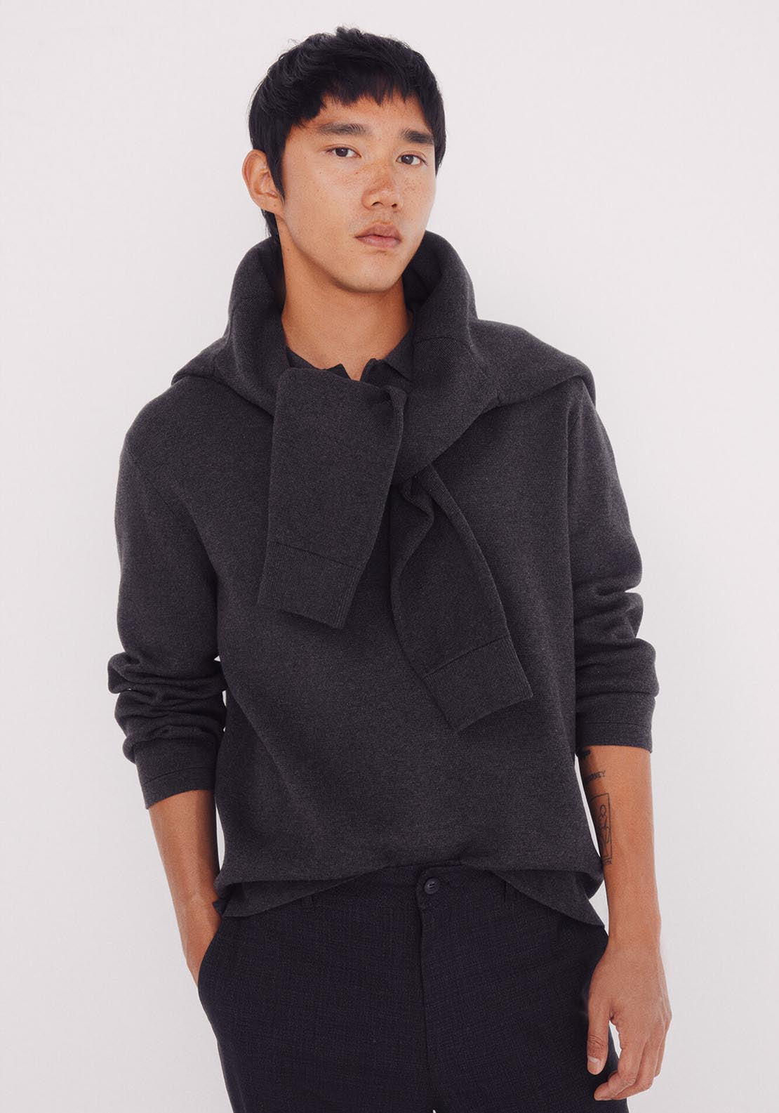 Springfield Polo Shirt Neck Jumper - Grey 4 Shaws Department Stores