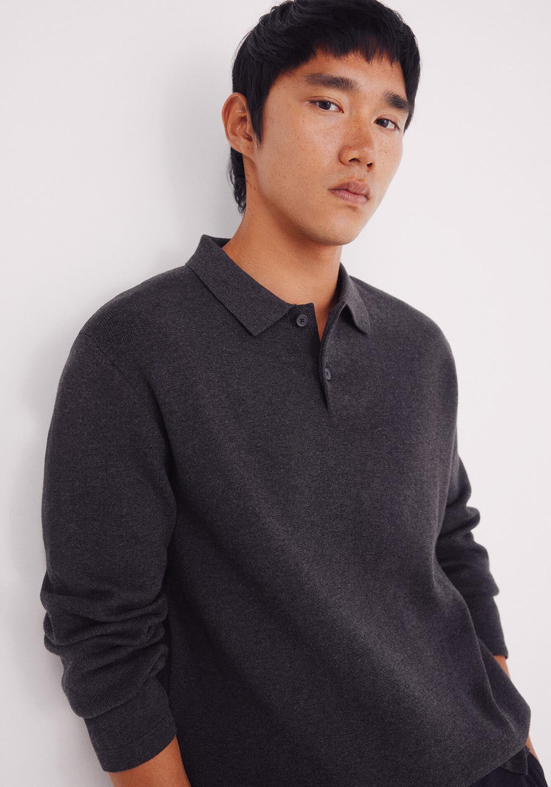 Springfield Polo Shirt Neck Jumper - Grey 3 Shaws Department Stores
