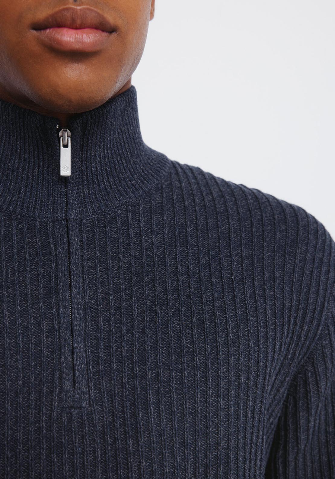 Springfield Ribbed Zip Fastening Jumper - Blue 4 Shaws Department Stores