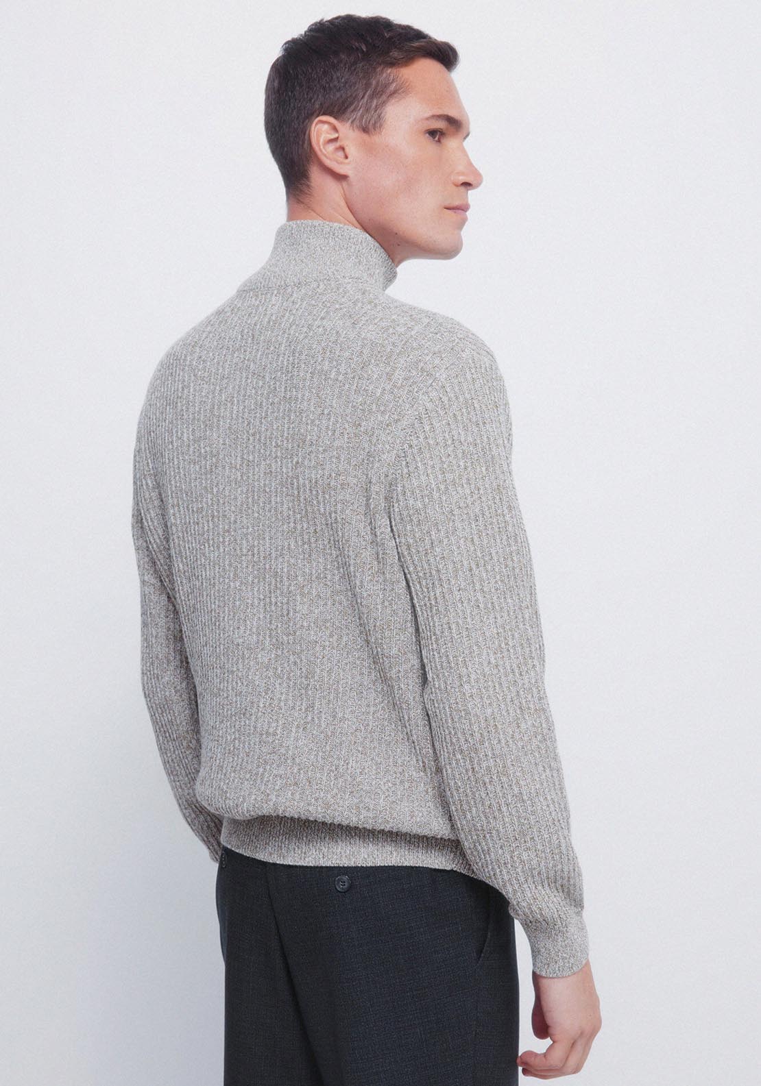 Springfield 1/4 Zip Knit - Grey / Silver 2 Shaws Department Stores