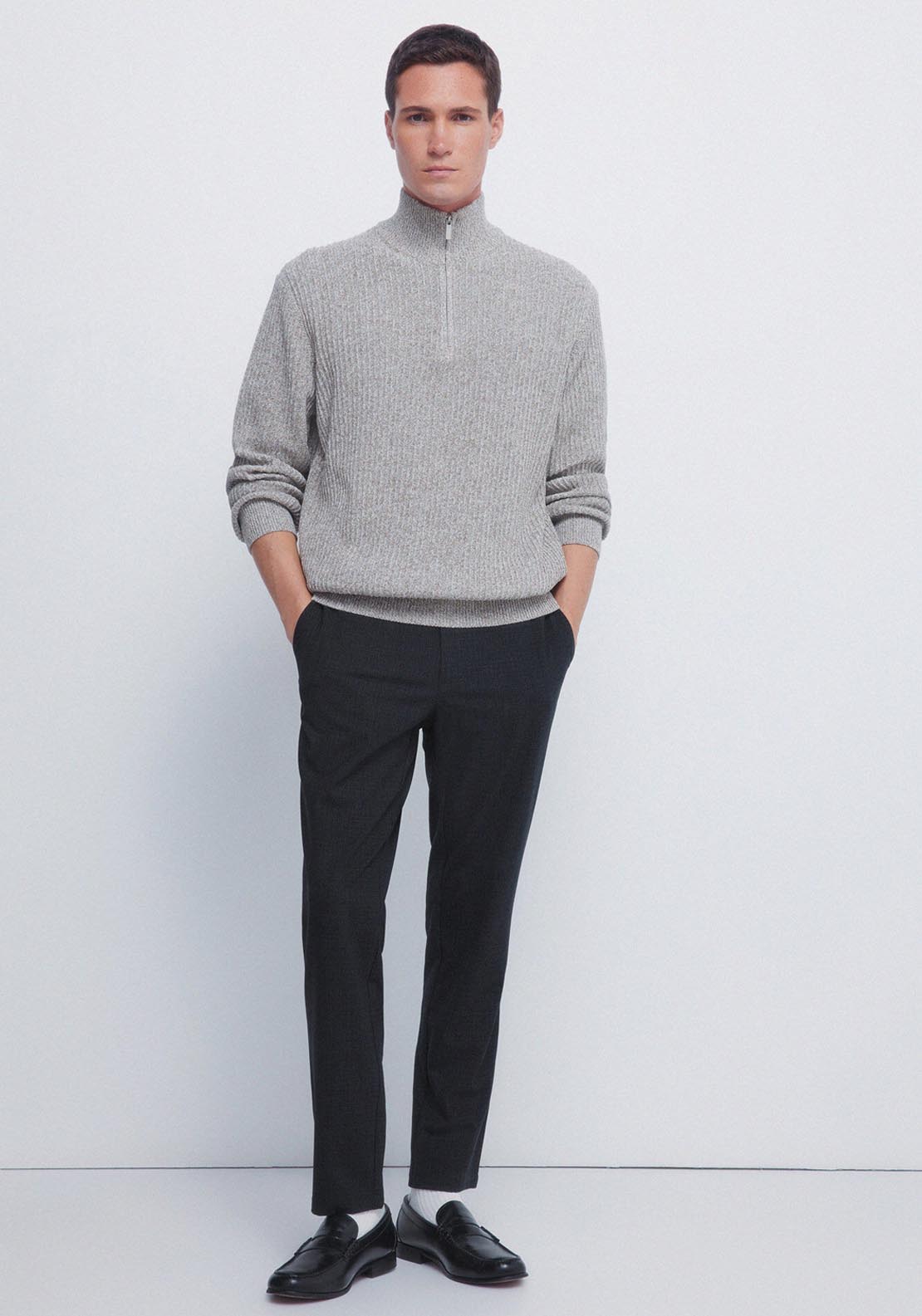 Springfield 1/4 Zip Knit - Grey / Silver 4 Shaws Department Stores