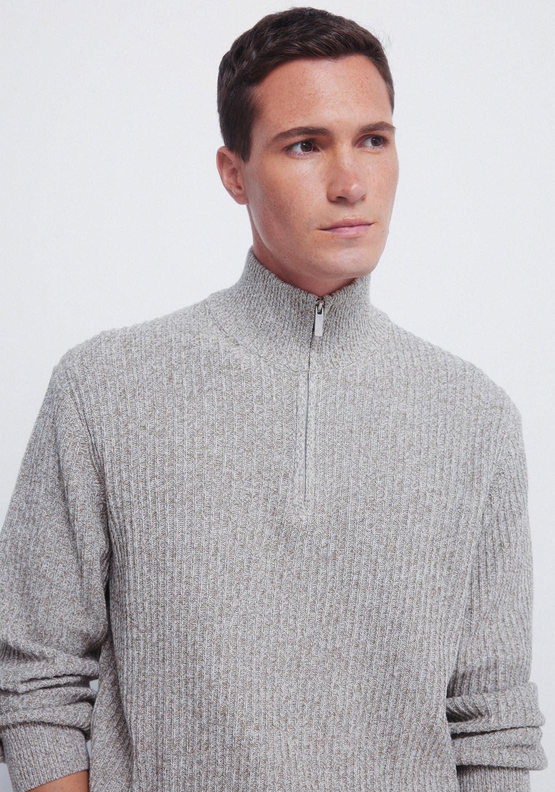 Springfield 1/4 Zip Knit - Grey / Silver 3 Shaws Department Stores