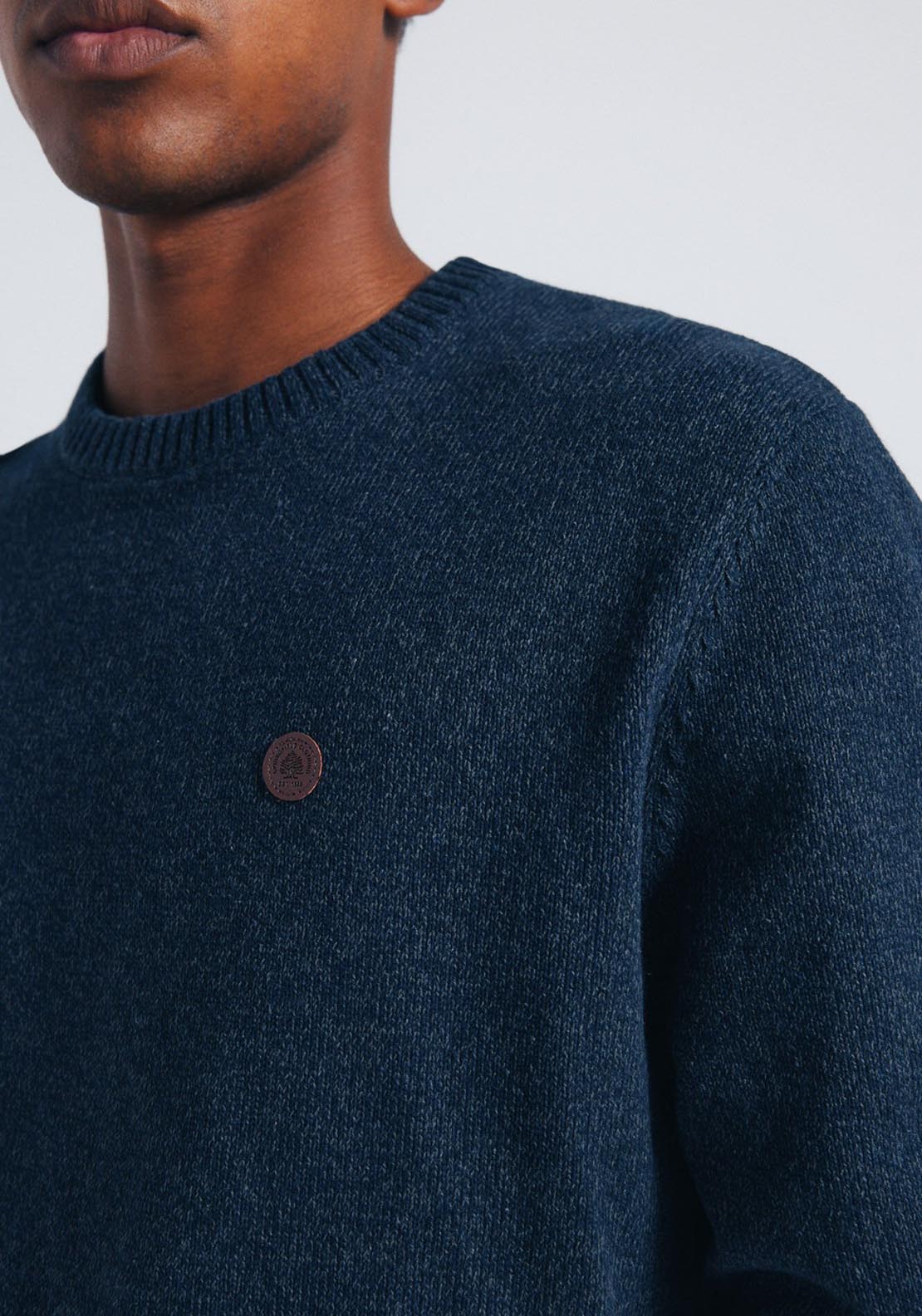 Plain Crew Neck Knit - Blue
