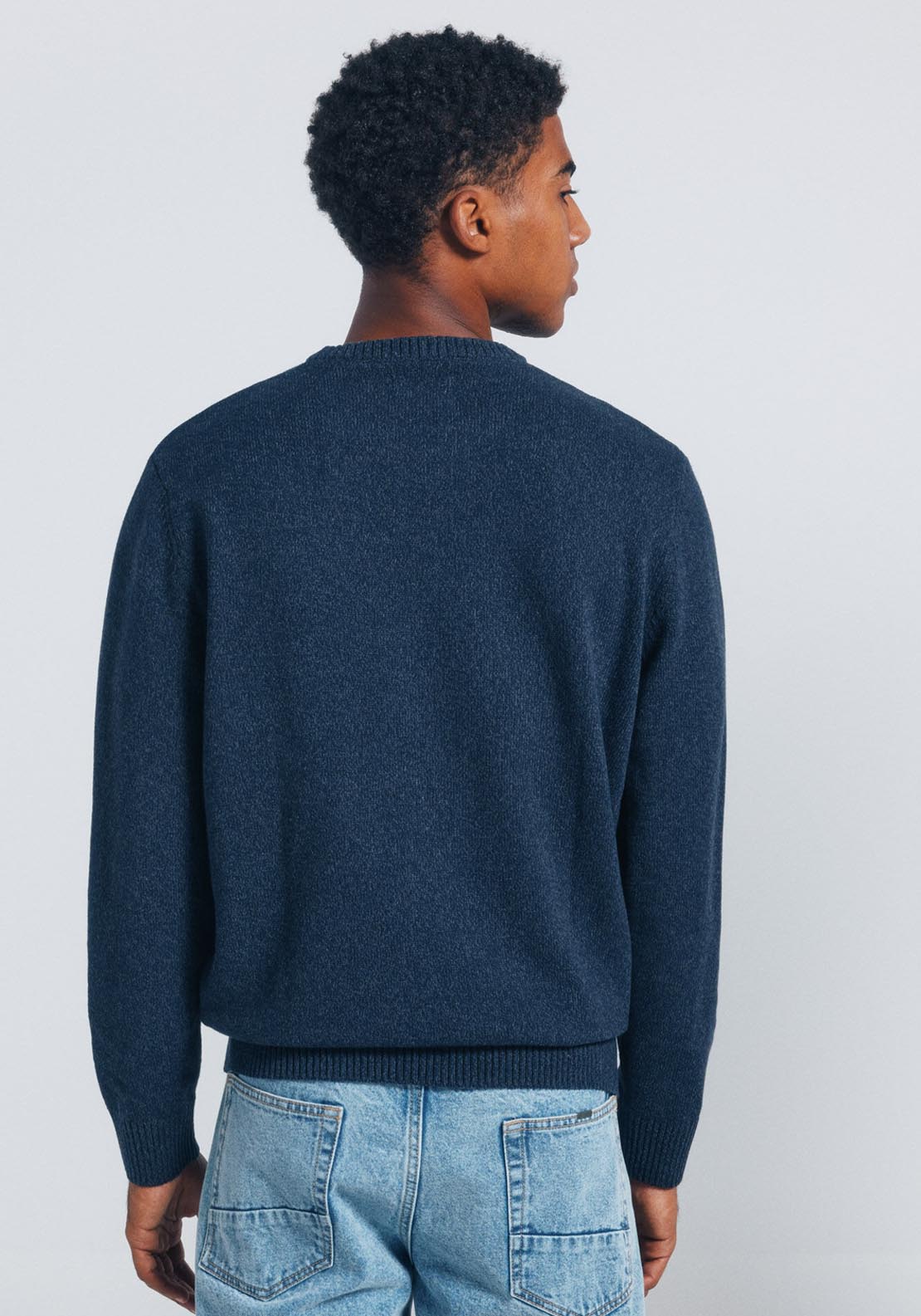 Plain Crew Neck Knit - Blue