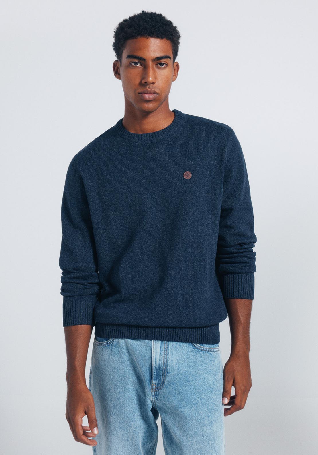 Plain Crew Neck Knit - Blue