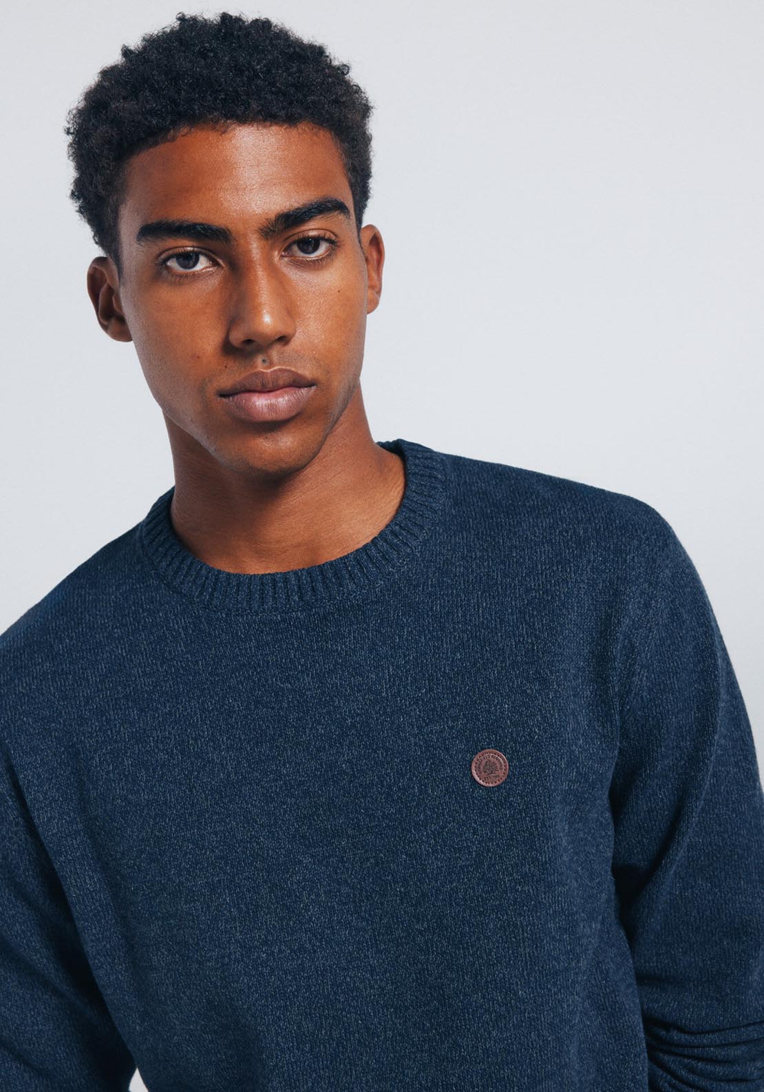 Plain Crew Neck Knit - Blue