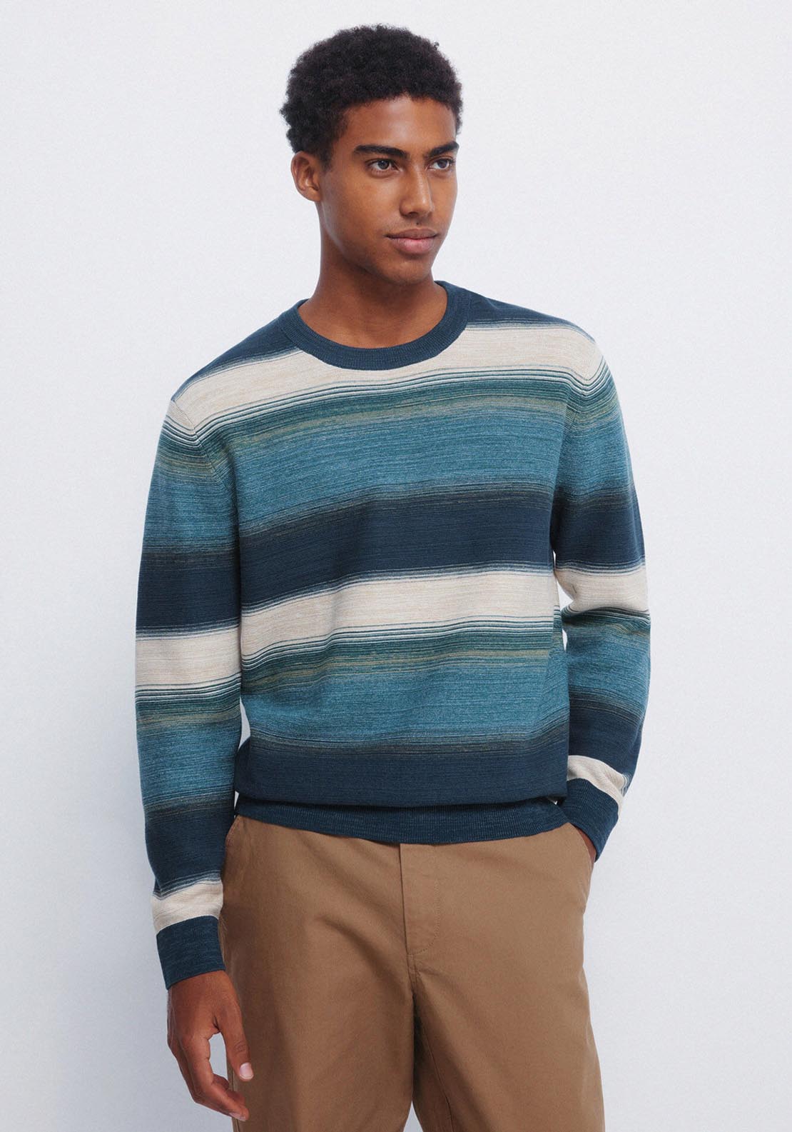 Multi Stripe Crew Neck - Blue