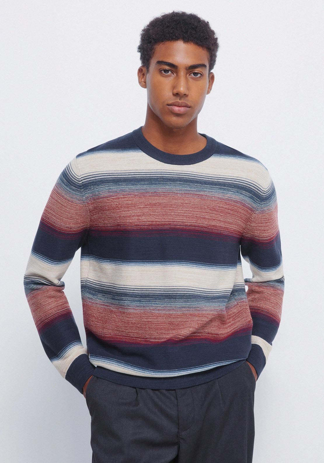 Multi Stripe Crew Neck - Orange