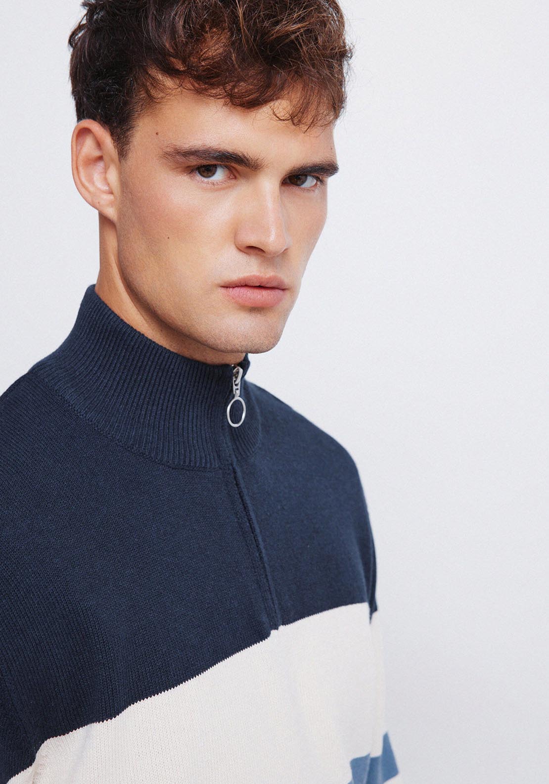 Springfield 1/4 Zip Sweater - Navy 3 Shaws Department Stores
