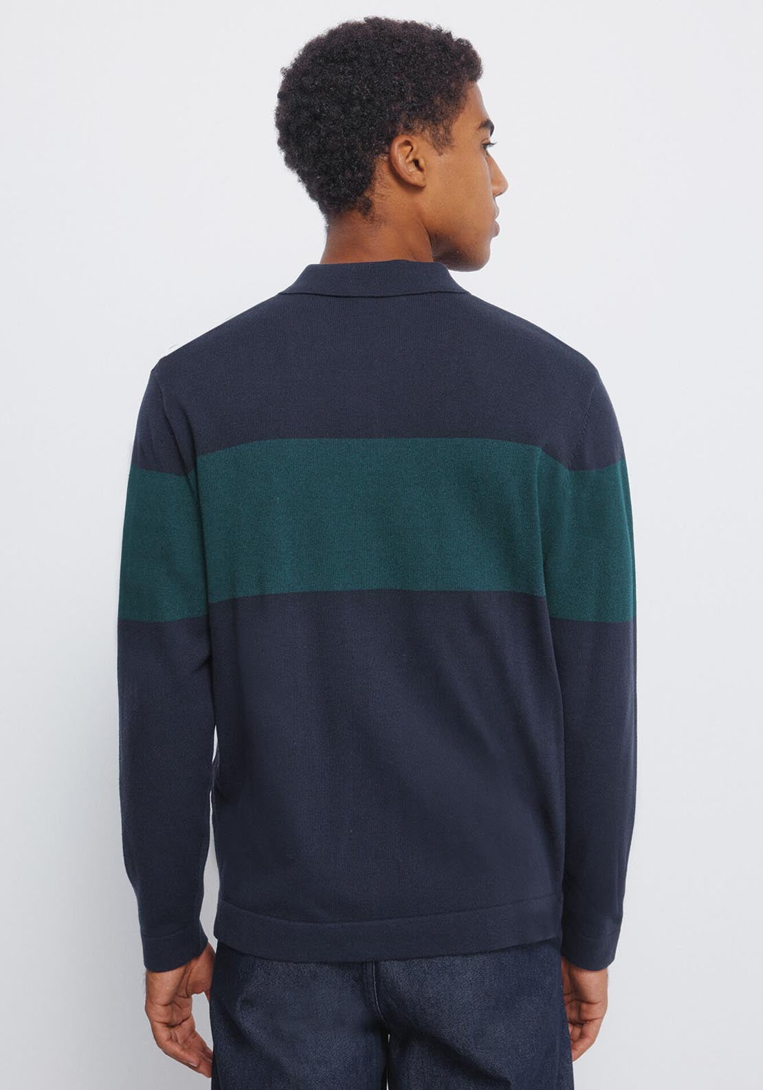 Springfield Polo Block Stripe Jumper - Blue 2 Shaws Department Stores