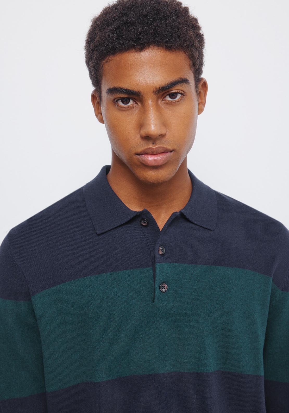 Polo Block Stripe Jumper - Blue