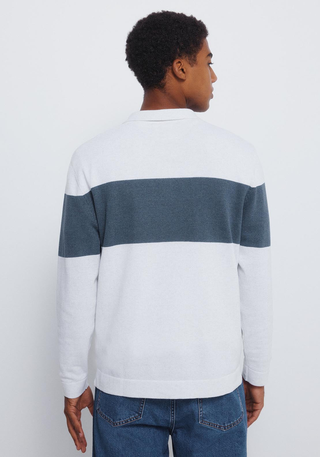 Polo Block Stripe Jumper - Beige