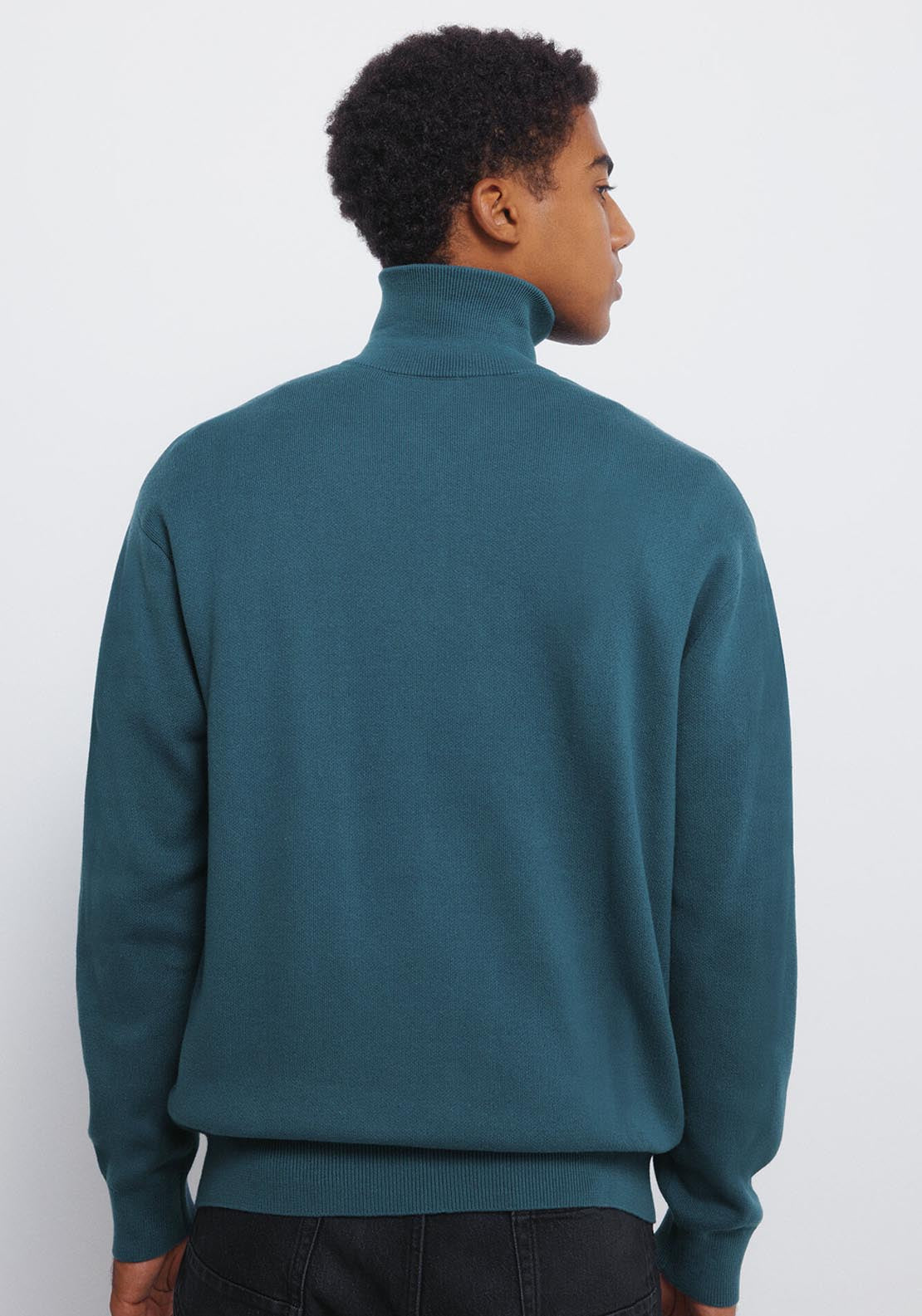 Zip Neck Slogan Jumper - Blue