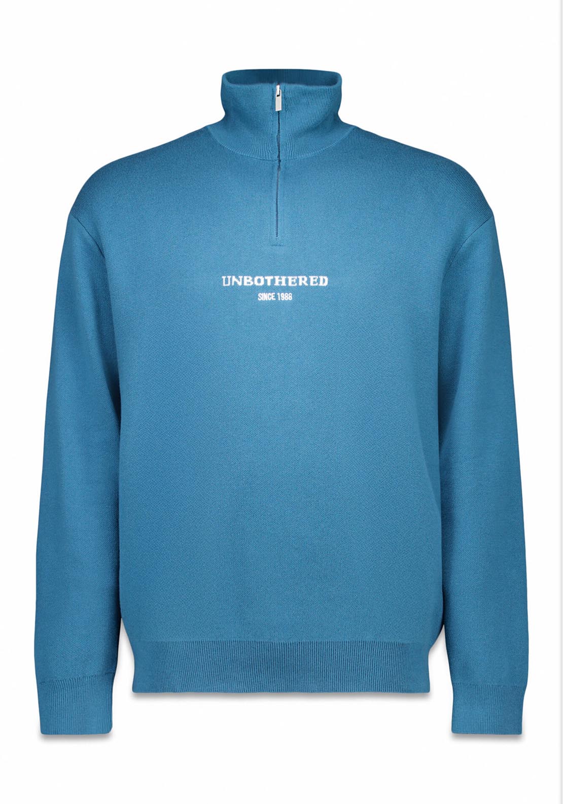 Zip Neck Slogan Jumper - Blue