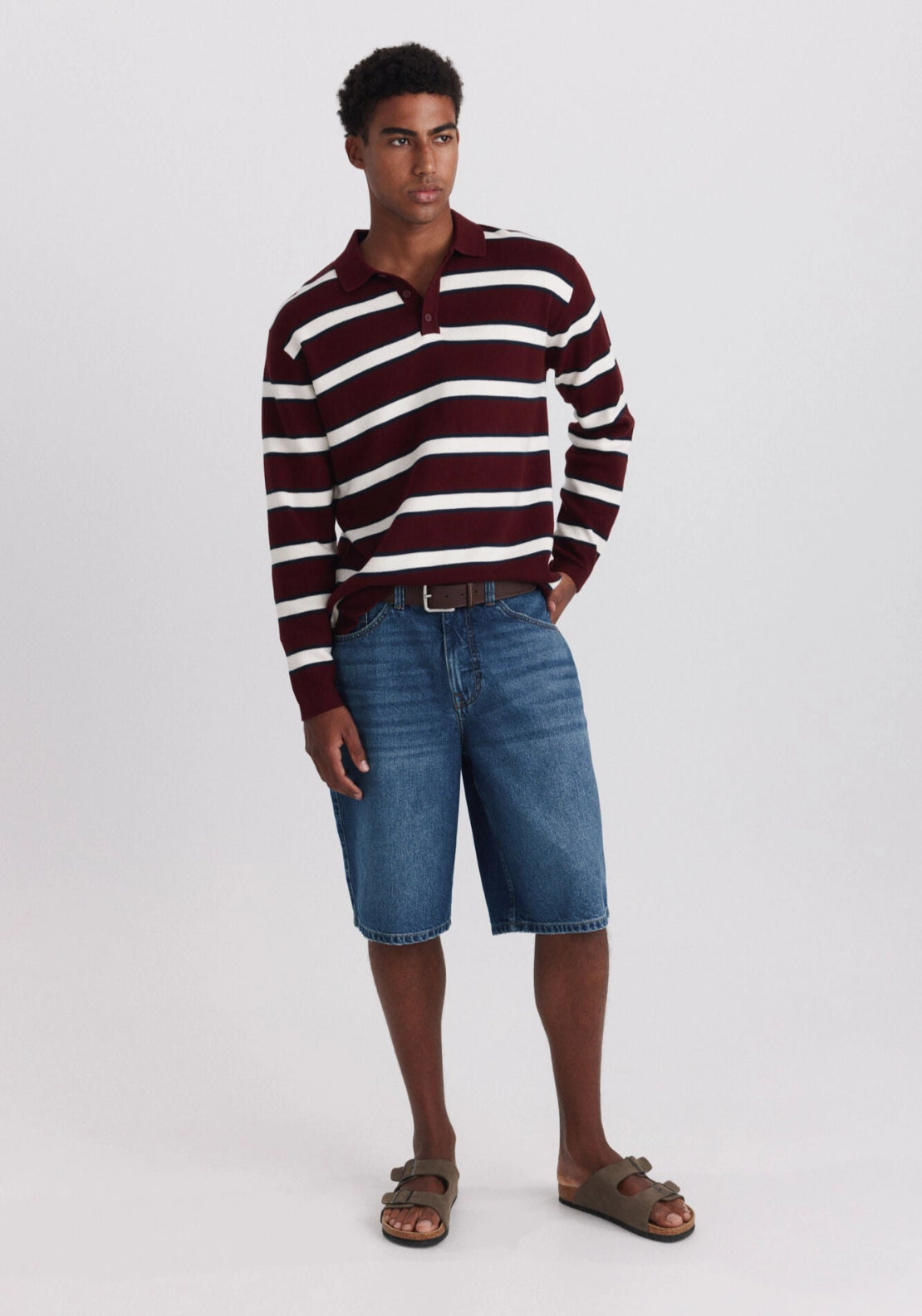 Stripe Jacquard Polo - Red