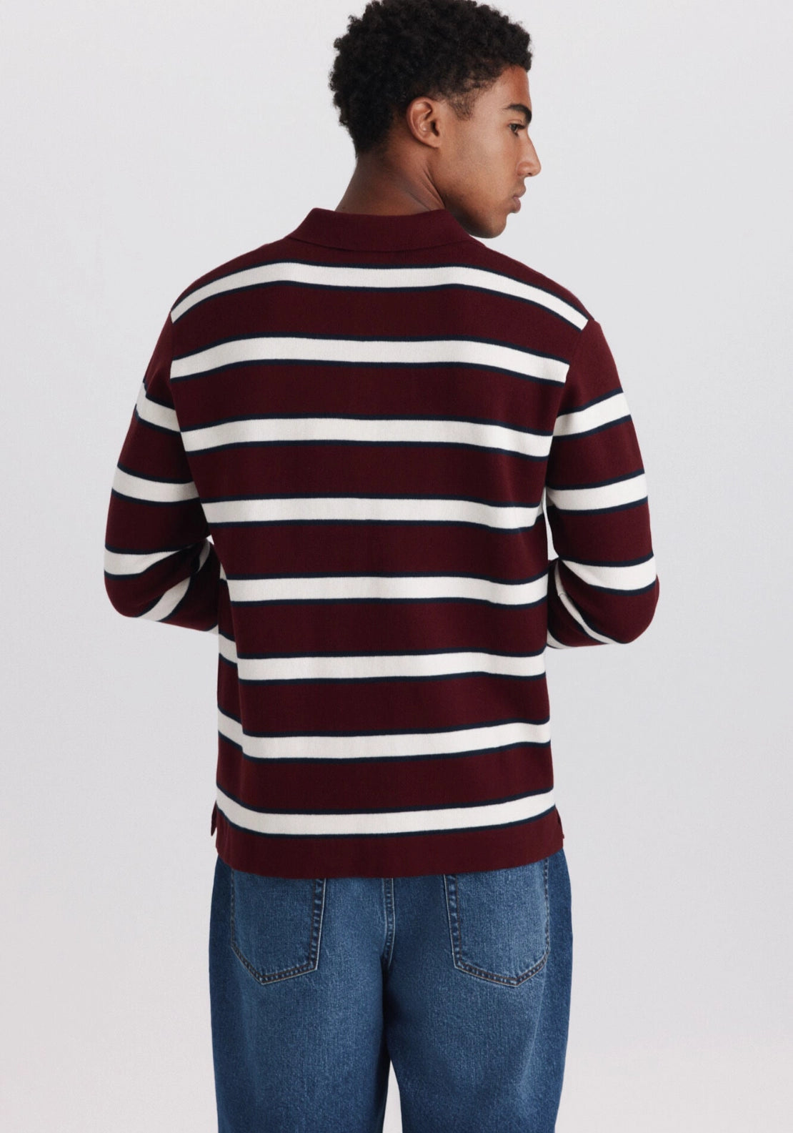 Stripe Jacquard Polo - Red