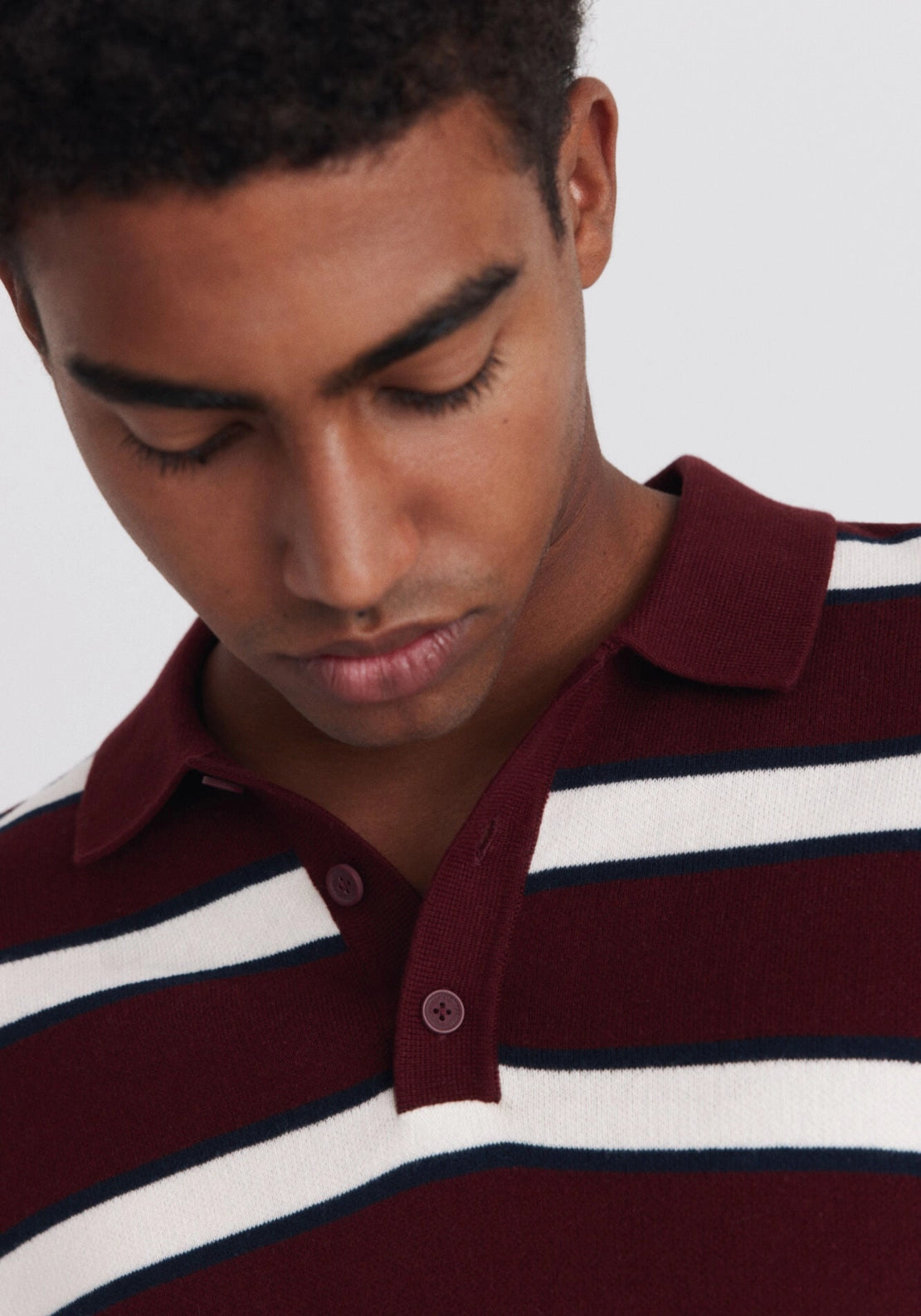 Stripe Jacquard Polo - Red