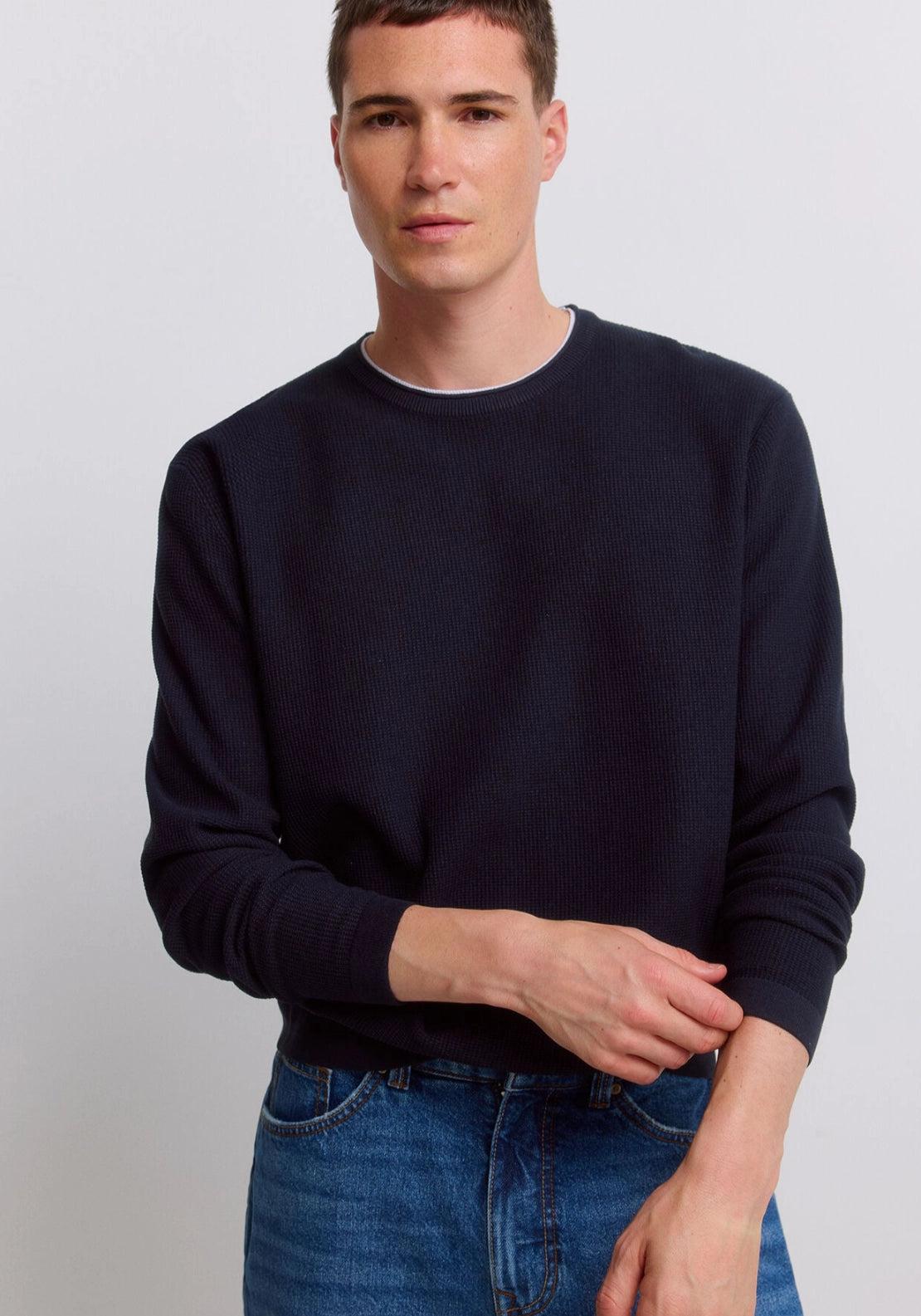 Double Collar Knit - Blue