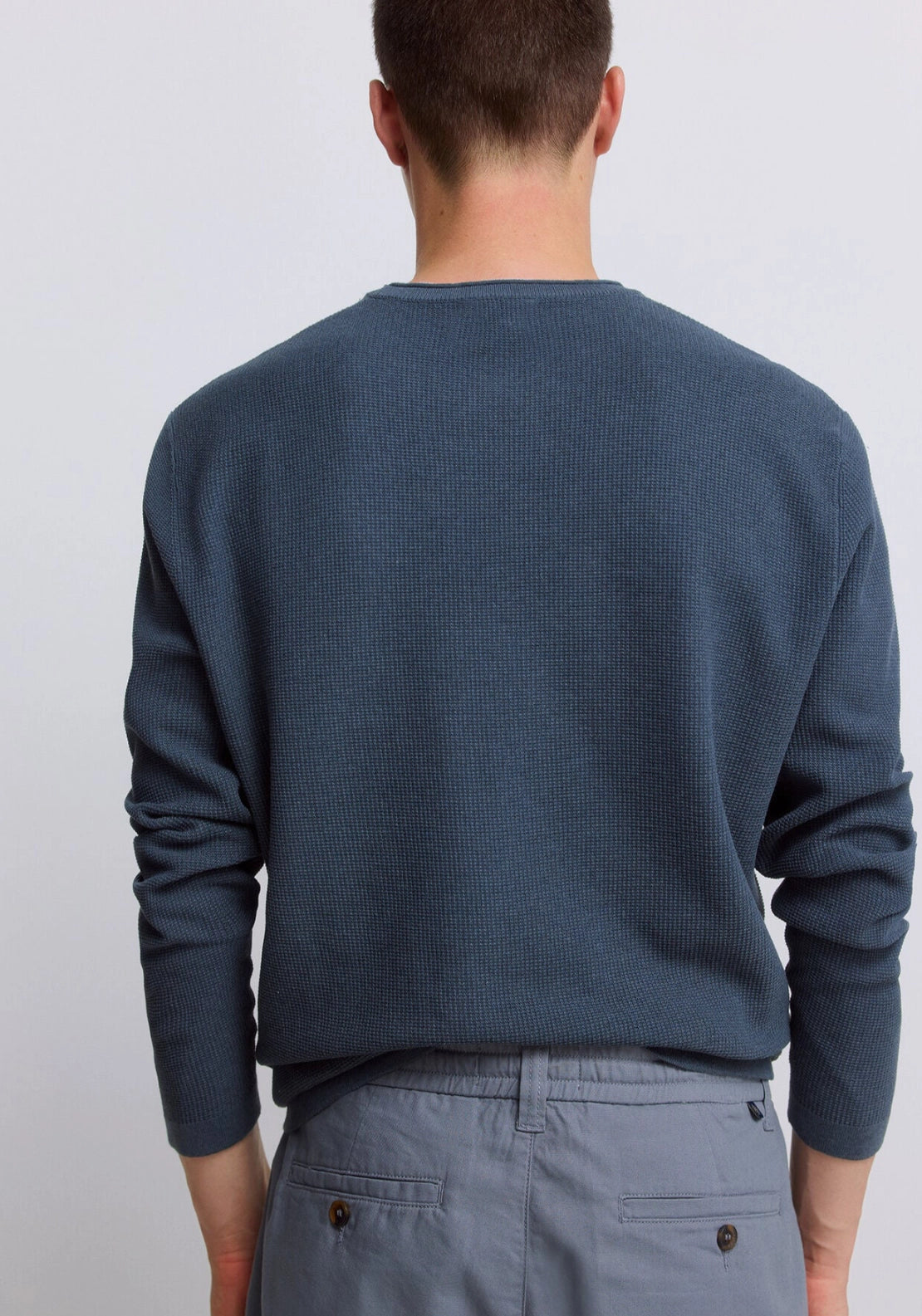 Double Collar Knit Sweater - Blue