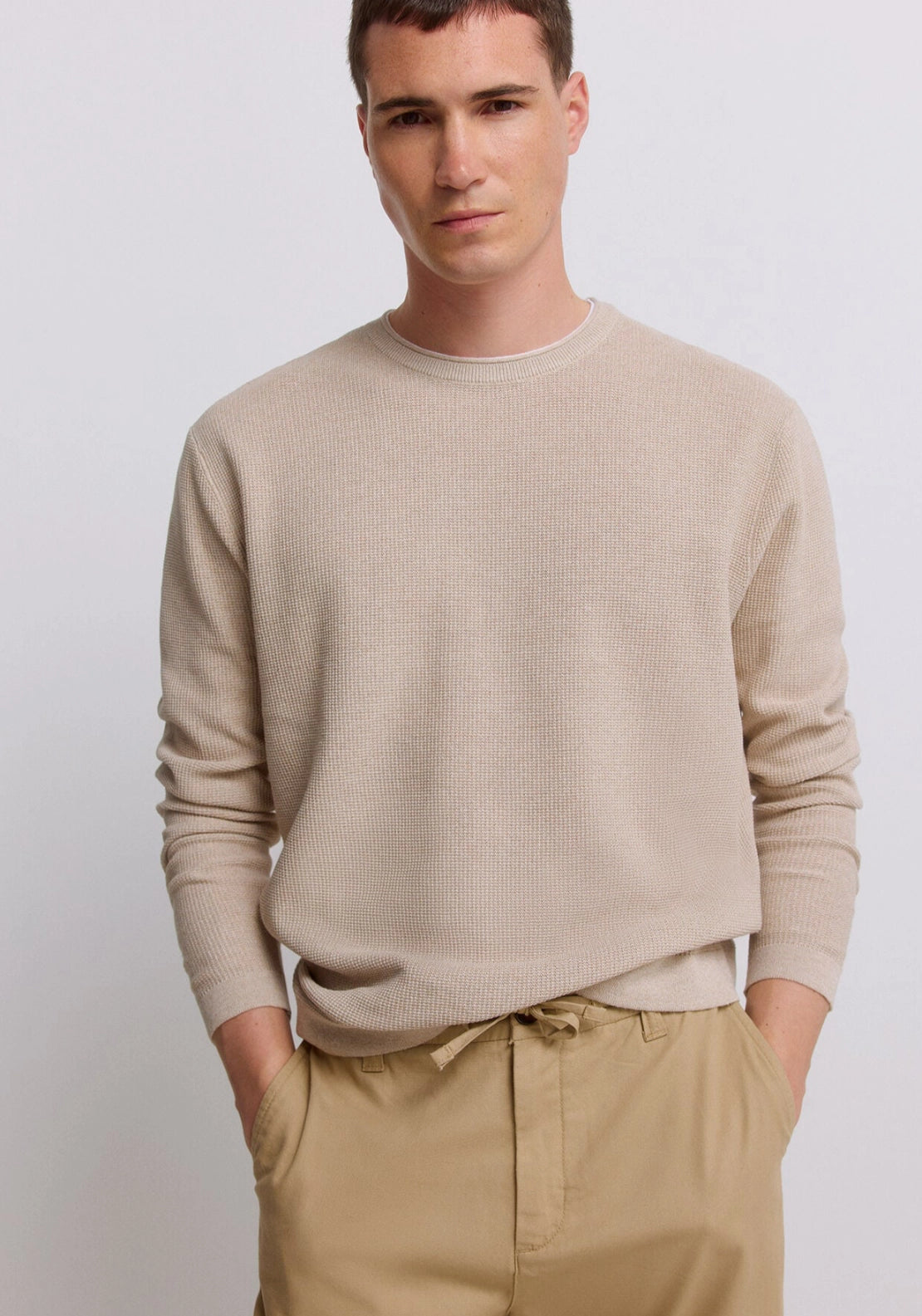Double Collar Knit - Beige