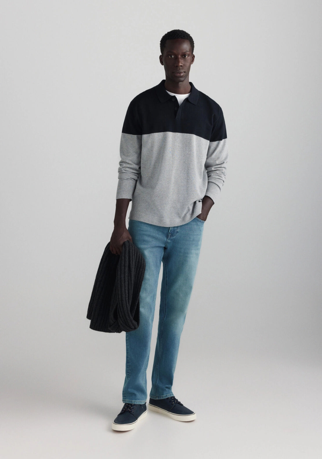 Colourblock Polo - Navy