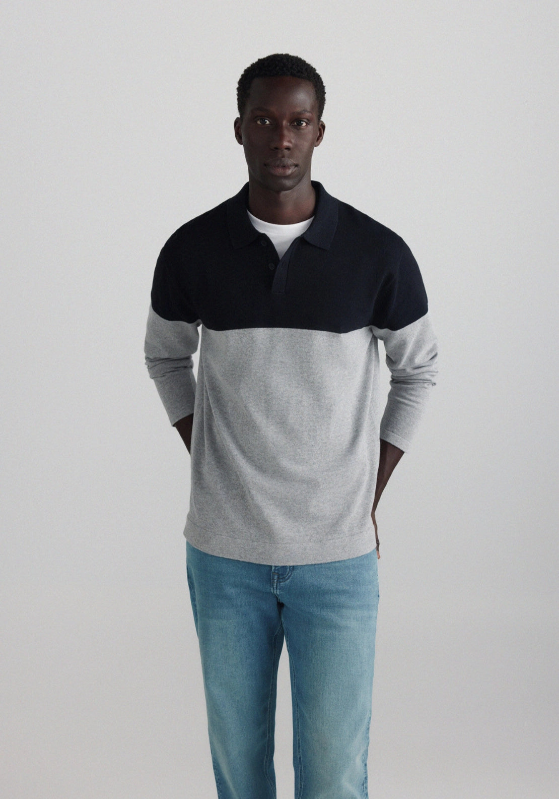 Colourblock Polo - Navy