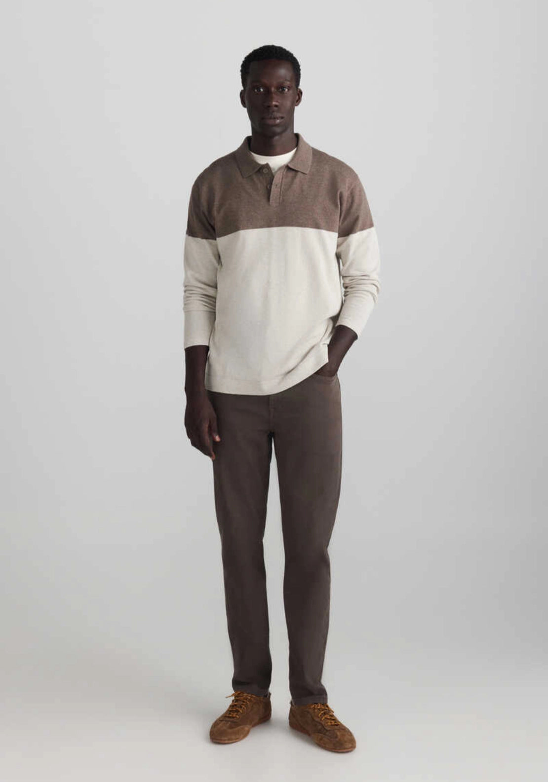 Colourblock Polo - Brown