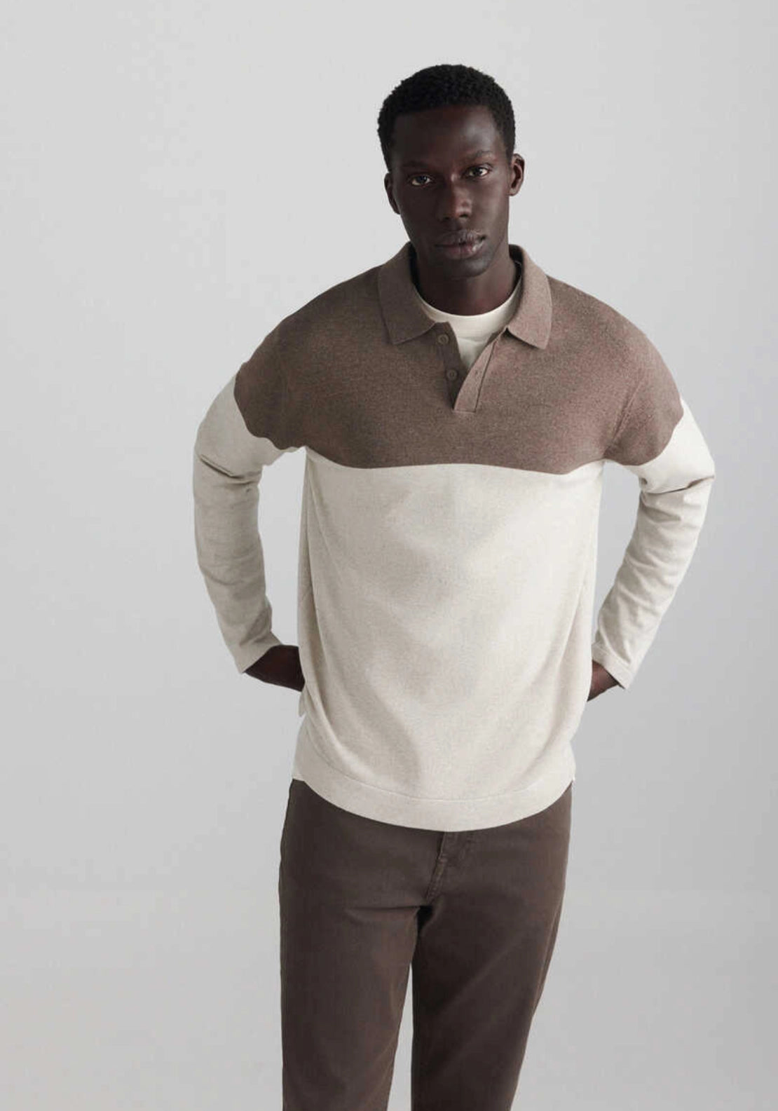 Colourblock Polo - Brown