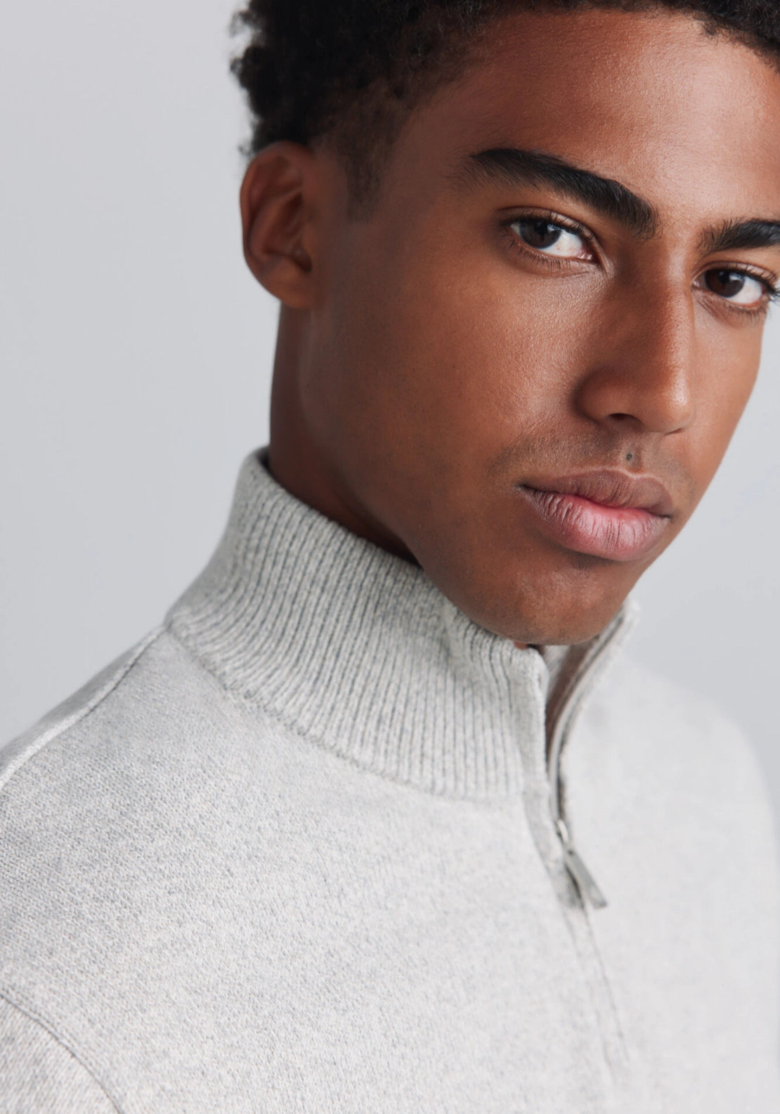 Half Zip Knit - Grey / Silver