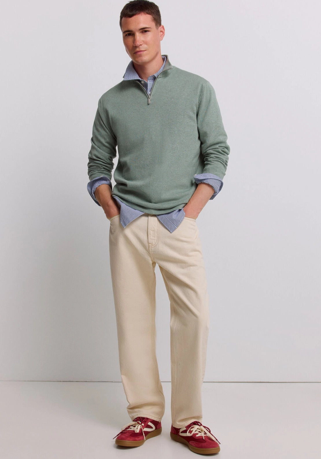 Half Zip Knit - Green