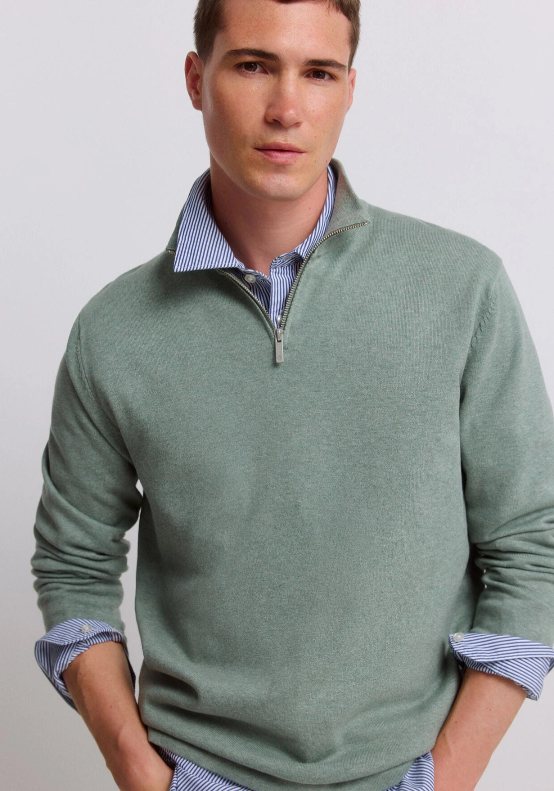 Half Zip Knit - Green