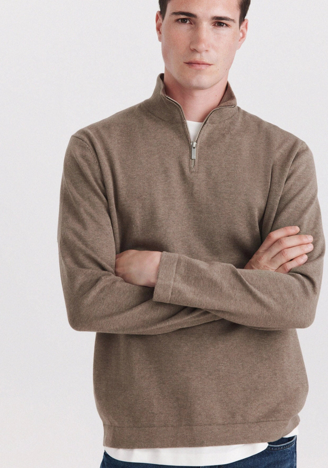 Half Zip Knit - Brown