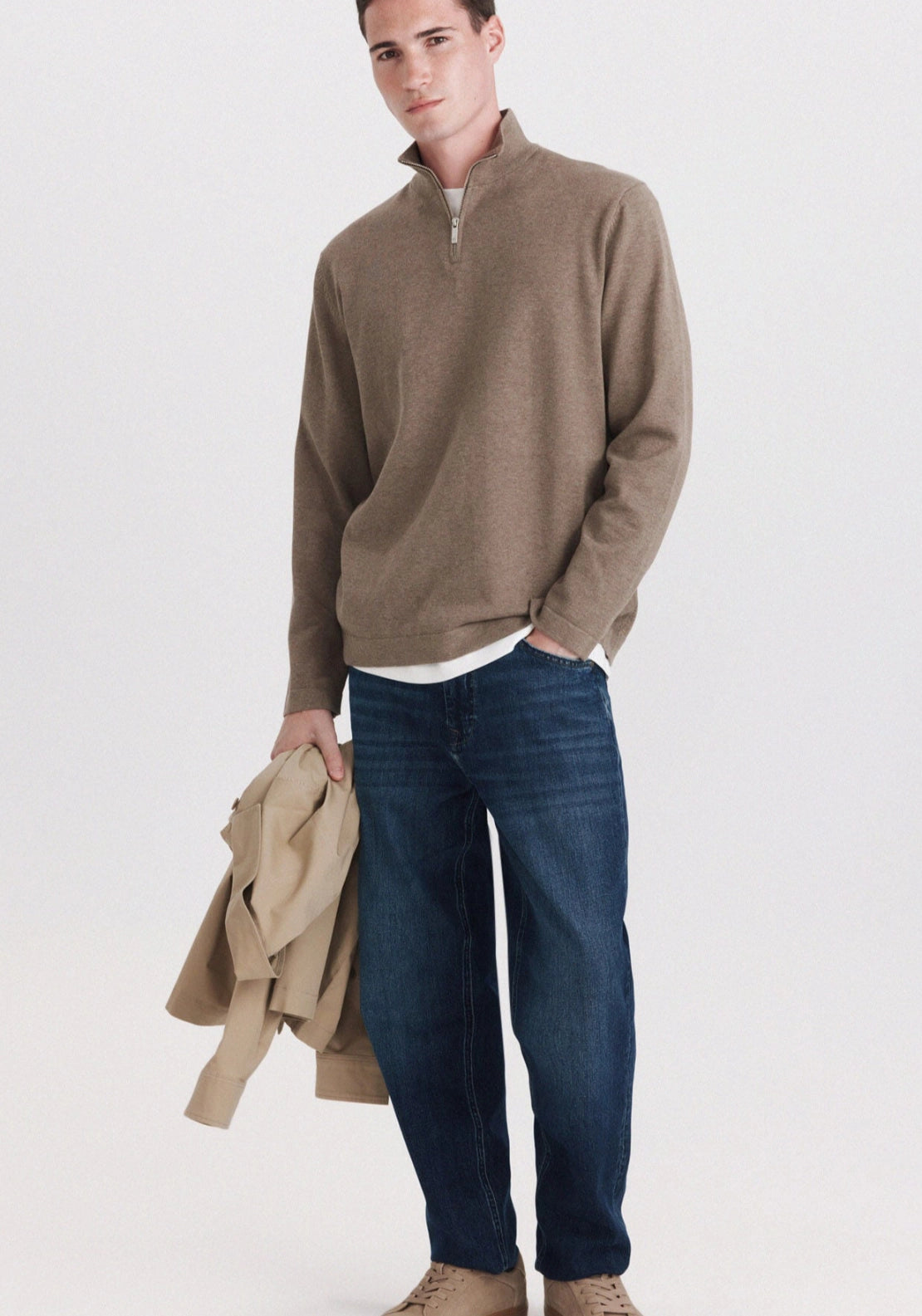Half Zip Knit - Brown